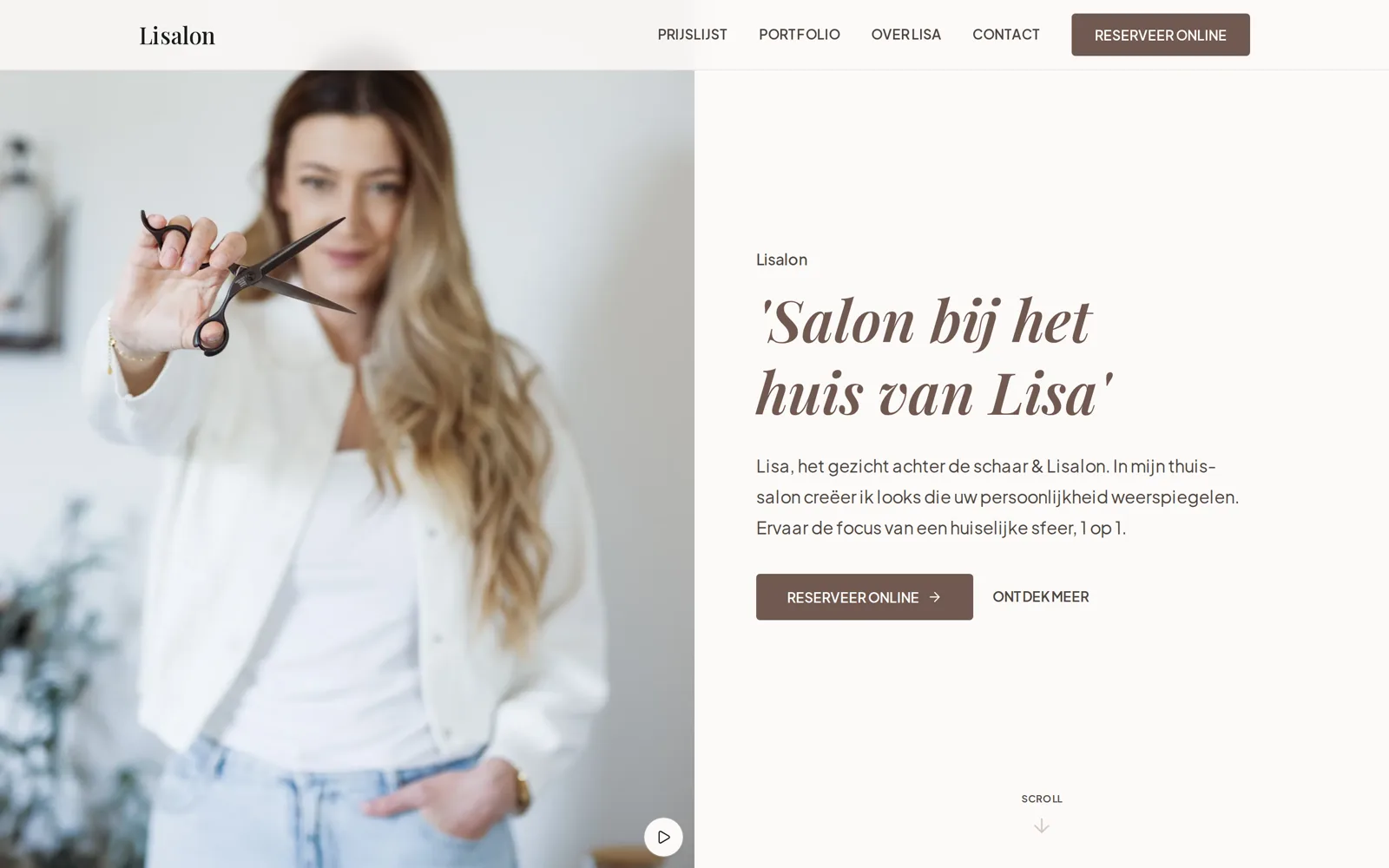De website van Lisalon, kapsalon