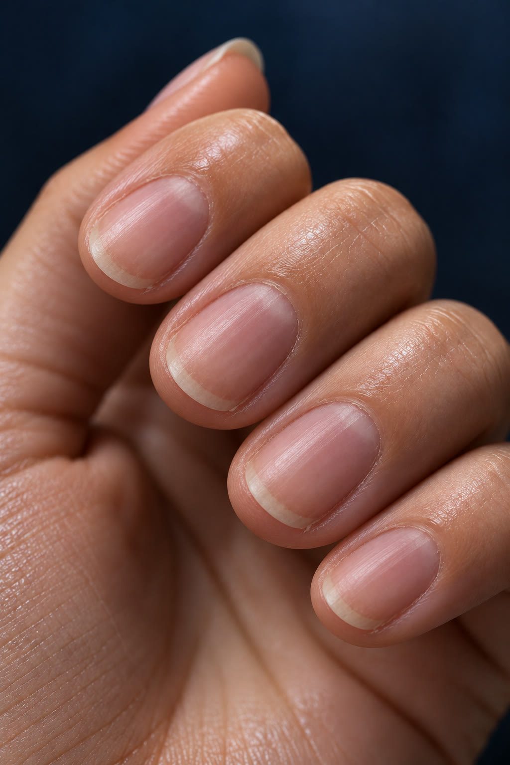 Korte natuurlijke nagels vóór de behandeling
